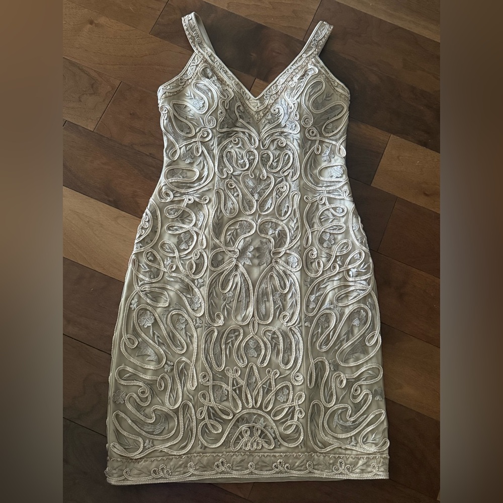 Sue Wong Nocturne Formal Beige lace and beaded dress size 8